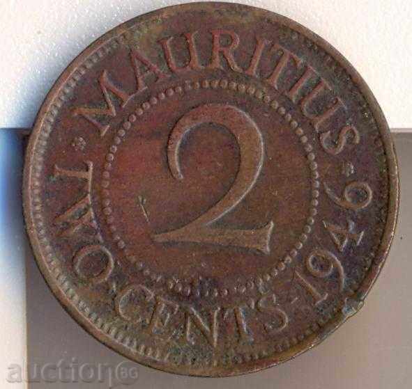 Остров Мавриций 2 цента 1946 година, малък тираж