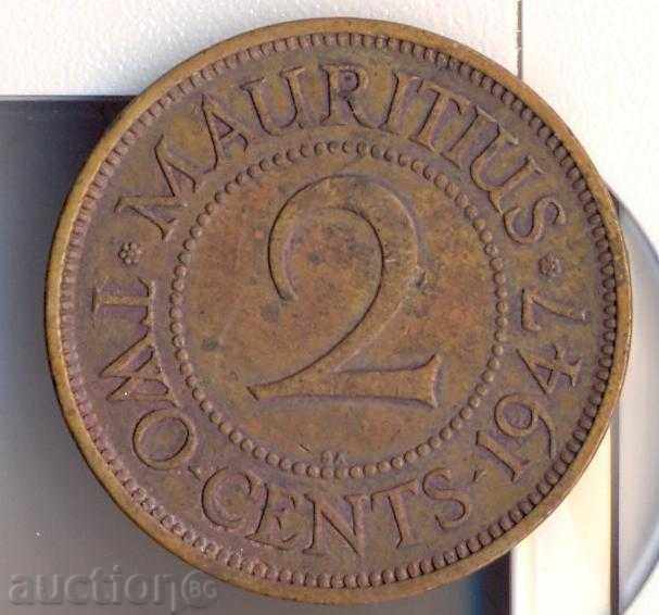 Mauritius Island 2 cent 1947, very small circulation