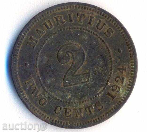Mauritius 2 cenți în 1924, o mică circulație