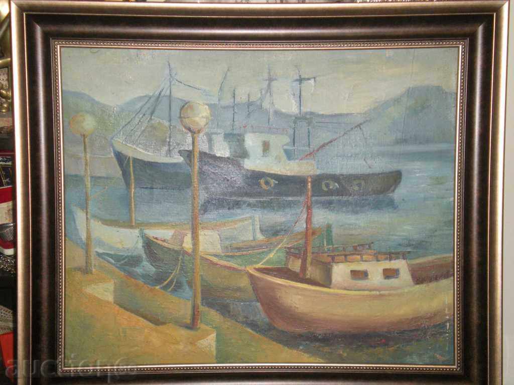 Продавам картина"Рибарски лодки " на Атанас Камешев !!!