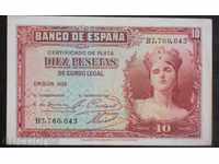 Bancnota Spania 10 pesetas 1935