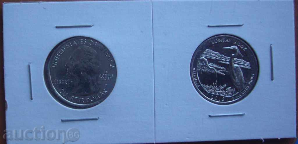 САЩ Красива Америка 1/4 долар 2015 Bombay Hook D & P с цена € 2.85 | 5.57 лв.