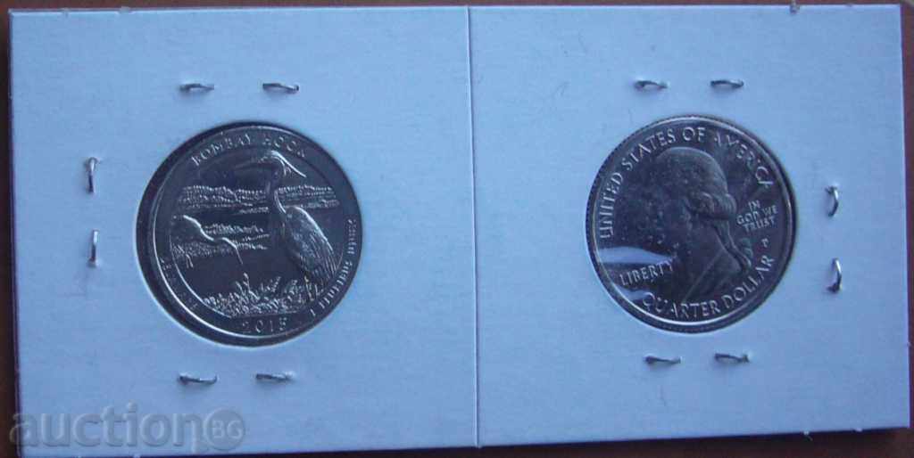 САЩ Красива Америка 1/4 долар 2015 Bombay Hook D & P
