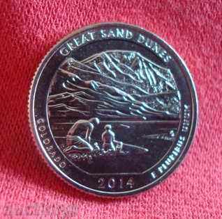 US: $ 1/4 2014 - "Great Sand Dunes", letter "P"
