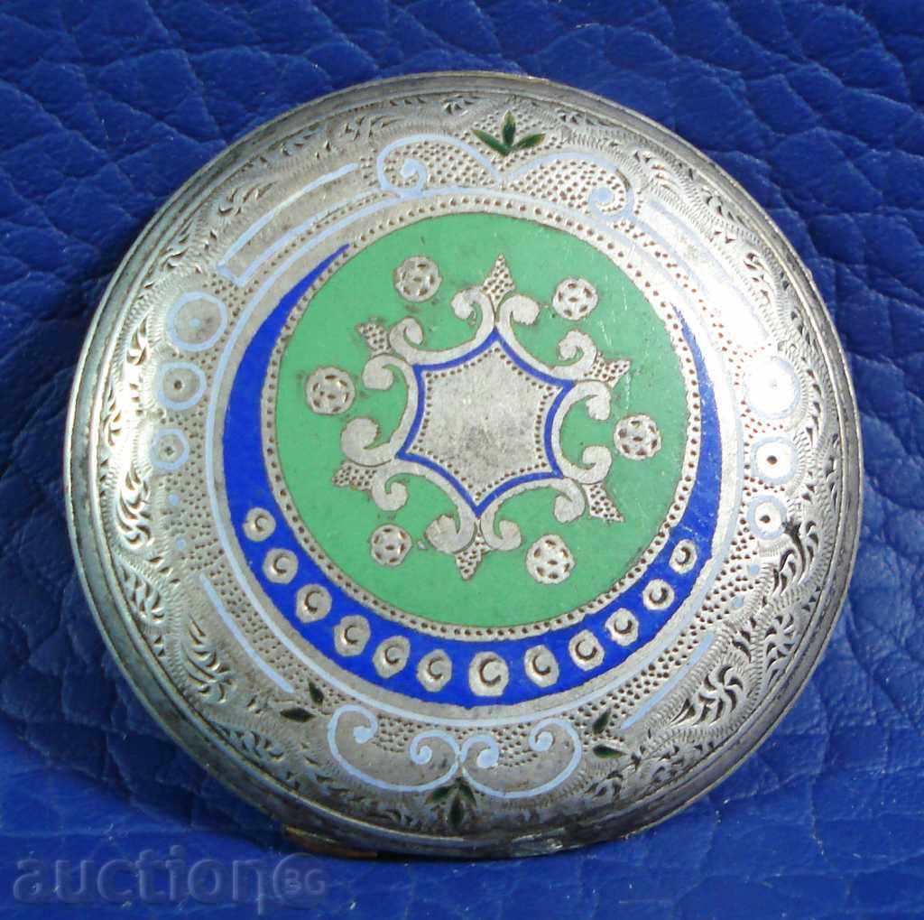 2864. Сребърен капак емайл за джобен часовник сребро 19 век