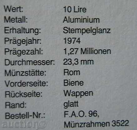 Δημοπρασία 10 λίρες 1974 FAO, Σαν Μαρίνο