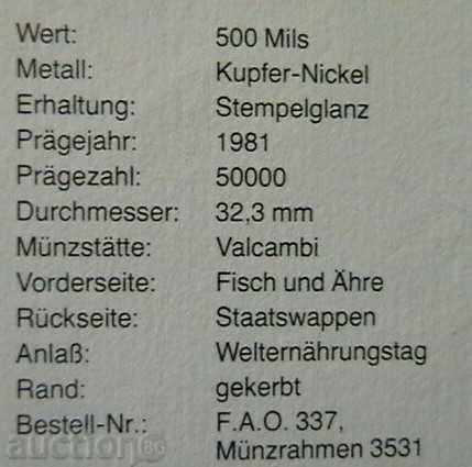 Auction 500 Miles 1981 FAO, Cyprus Auction 500 Miles 1981 FAO, Cyprus