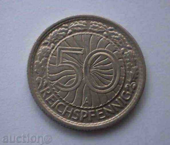 Germania III Reich 50 pfennig 1937 A Rare monede