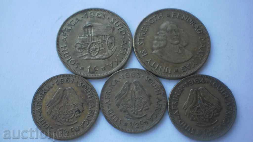 Monede Lot Africa de Sud 5 bucăți 1961-1964 cu preț € 10.23 | 20.01 BGN