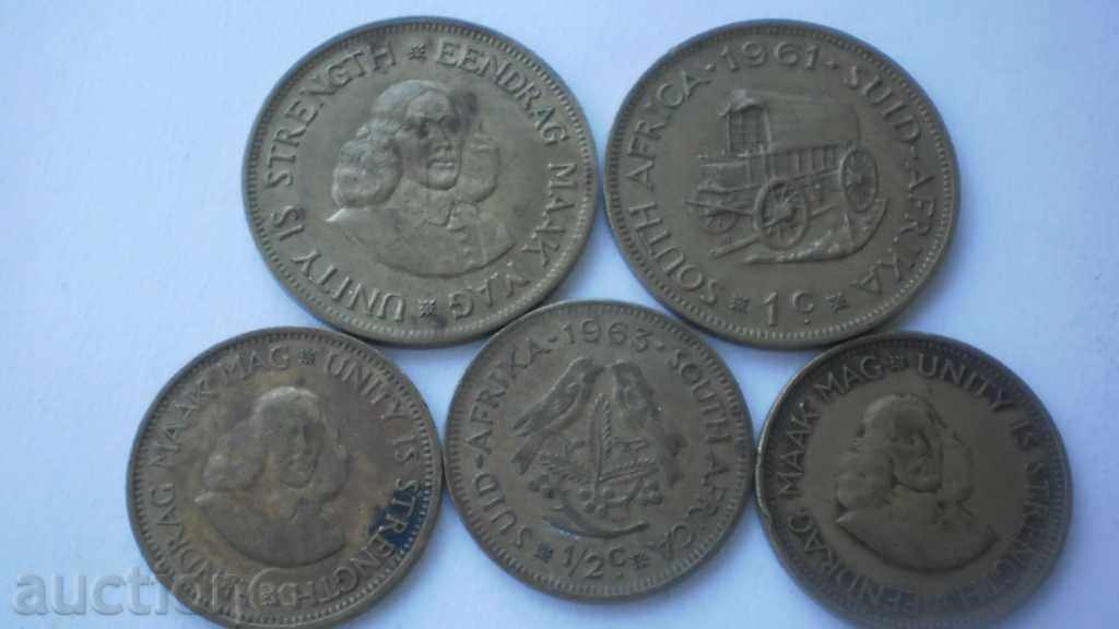 Licitație Monede Lot Africa de Sud 5 bucăți 1961-1964