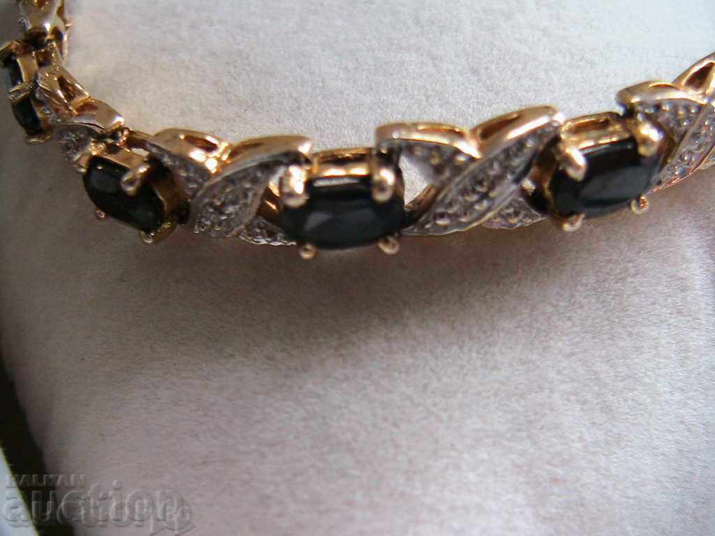 Auction Attractive SILVER BRACELET with blue SAPPHIRES and DIAMONDS Auction Attractive SILVER BRACELET with blue SAPPHIRES and DIAMONDS