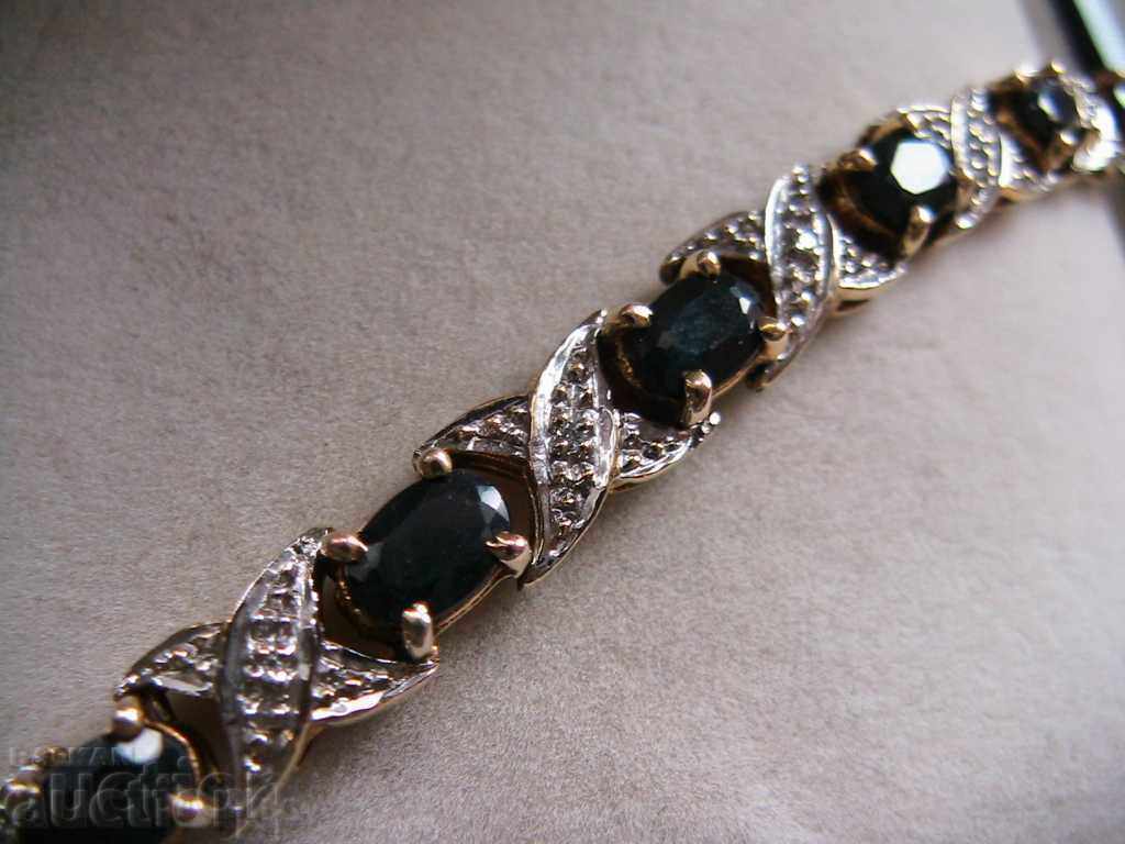 Attractive SILVER BRACELET with blue SAPPHIRES and DIAMONDS - 5 Attractive SILVER BRACELET with blue SAPPHIRES and DIAMONDS - 5