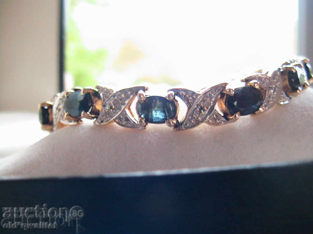 Attractive SILVER BRACELET with blue SAPPHIRES and DIAMONDS - 6