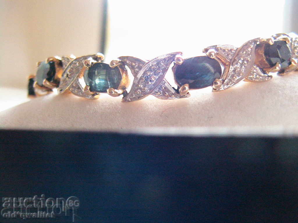 Attractive SILVER BRACELET with blue SAPPHIRES and DIAMONDS - 7 Attractive SILVER BRACELET with blue SAPPHIRES and DIAMONDS - 7