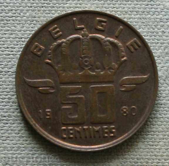 50 de cenți 1980 Belgia -Olanda. Legenda UNC