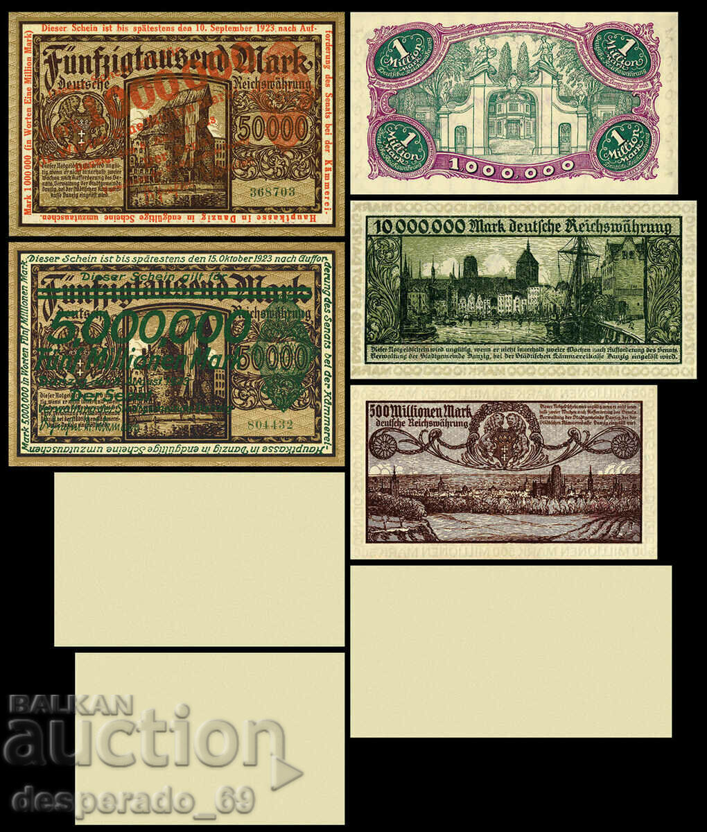 (¯`'•.¸(reproduction) GDANSK banknote set 1923 UNC¸.•'´¯) with price 40.00 BGN | € 20.45 (¯`'•.¸(reproduction) GDANSK banknote set 1923 UNC¸.•'´¯) with price 40.00 BGN | € 20.45