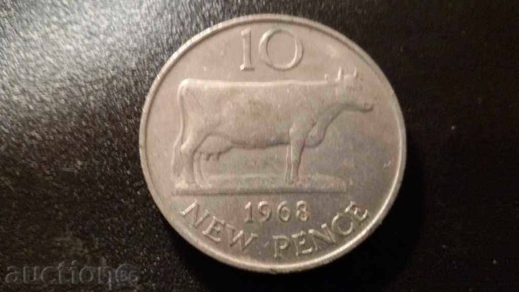 Auction  10 NEW PENCE 1968 Guernsey