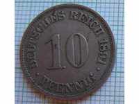 10 pfennigs 1891 Α - Γερμανία