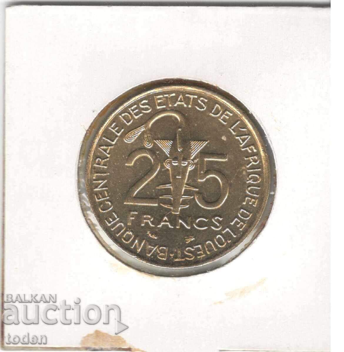 Delivery of ++ Western Africa (BCEAO) -25 Francs-1997-KM # 9-F.A.O. ++ Delivery of ++ Western Africa (BCEAO) -25 Francs-1997-KM # 9-F.A.O. ++