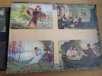album vechi cu cărți poștale, cărți, la începutul secolului XX