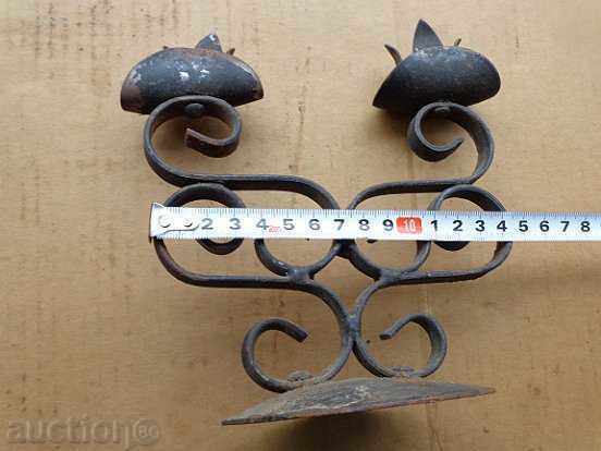 Auction An old hand-forged candleholder, lamp, wrought iron, candle Auction An old hand-forged candleholder, lamp, wrought iron, candle