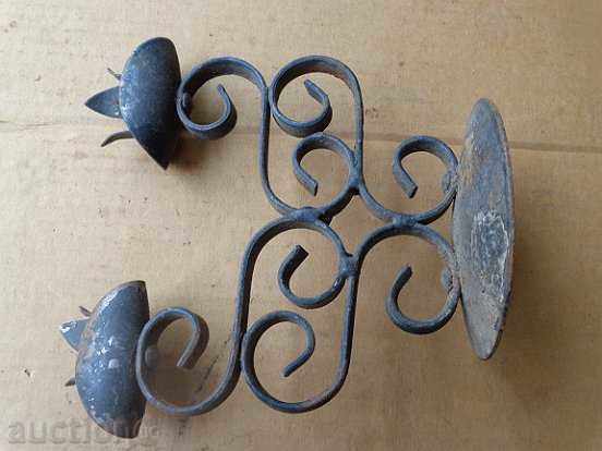An old hand-forged candleholder, lamp, wrought iron, candle - 6 An old hand-forged candleholder, lamp, wrought iron, candle - 6