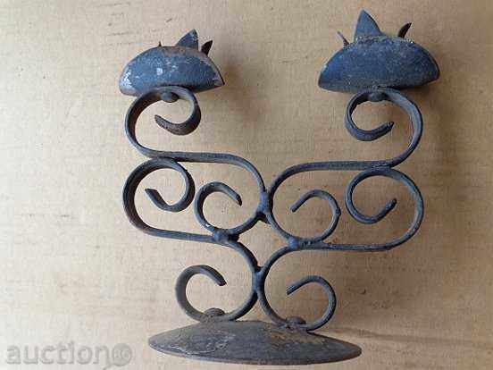 An old hand-forged candleholder, lamp, wrought iron, candle - 7 An old hand-forged candleholder, lamp, wrought iron, candle - 7