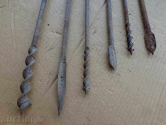Licitație Lot burghie vechi, bretele, burghiu, burghiu, fier forjat