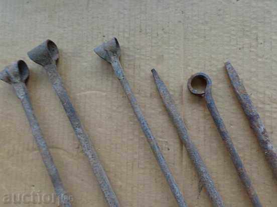 Lot burghie vechi, bretele, burghiu, burghiu, fier forjat - 5