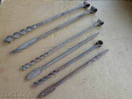 Lot burghie vechi, bretele, burghiu, burghiu, fier forjat - 6