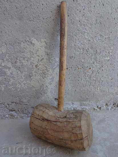 Old wooden big hammer, instrument, wood, 19th century
