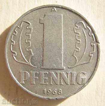 Германия ГДР 1 пфениг 1968 A / 1 pfennig 1968 А