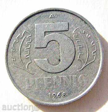 Germania GDR 5 Pfennig 1968 A / 5 pfennig 1968 A