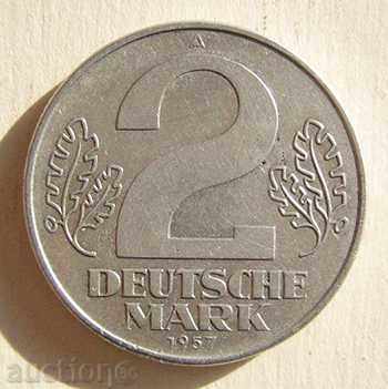 Germany GDR 2 marks 1957 A / 2 mark 1957 А