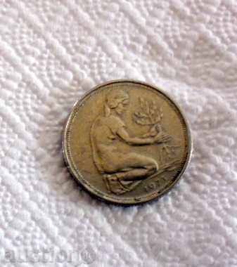 50 PFENGHA GERMANY ULTRA REDKY 1971 - D - RARE with price 49.99 BGN | € 25.56