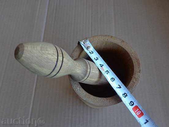 An old wooden mortar with hammer, mortar, chute, wooden - 5 An old wooden mortar with hammer, mortar, chute, wooden - 5