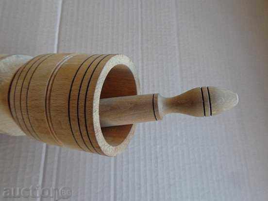 An old wooden mortar with hammer, mortar, chute, wooden - 6 An old wooden mortar with hammer, mortar, chute, wooden - 6
