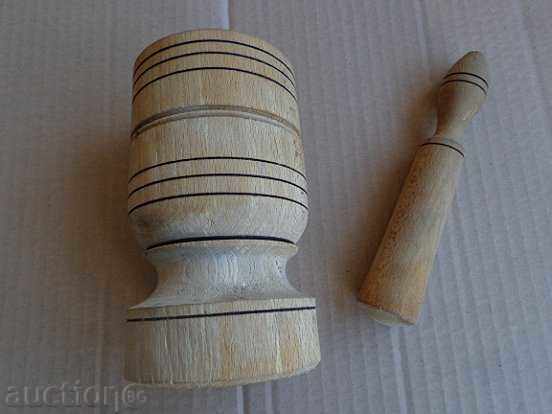 An old wooden mortar with hammer, mortar, chute, wooden - 7 An old wooden mortar with hammer, mortar, chute, wooden - 7