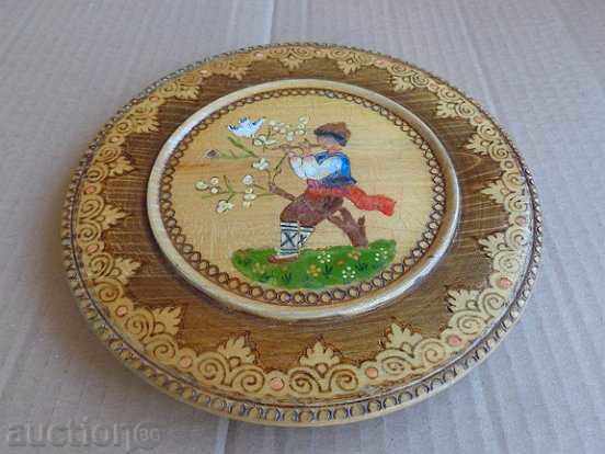 Old wooden pyrograph wall plate, Bulgaria - 7 Old wooden pyrograph wall plate, Bulgaria - 7