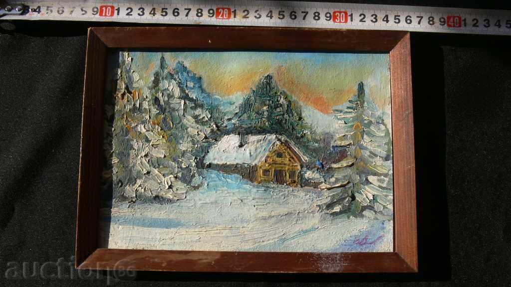 pictura veche ulei „Winter Wonderland“