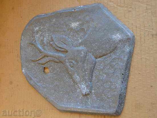 Aluminum panel with reindeer, bas-relief, application, metal plate - 6