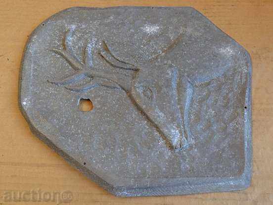Aluminum panel with reindeer, bas-relief, application, metal plate - 7