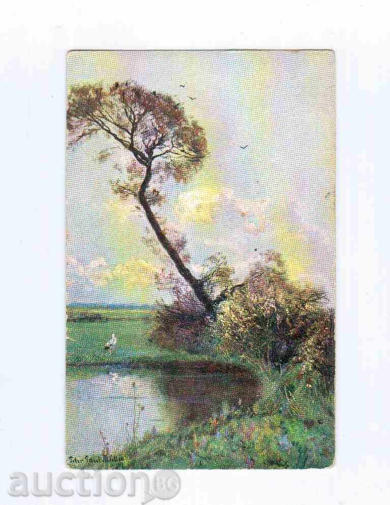 Παλιά κάρτα «STORK και τη λίμνη» - 1911.