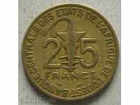 25 франка 1999  Западно Африкански Щати