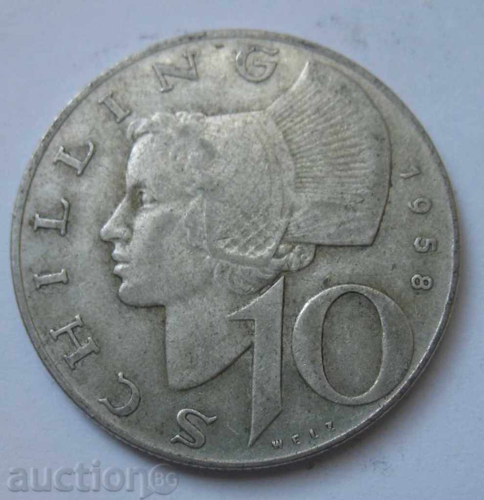 10 Shilling Silver Austria 1958 - Silver Coin #3