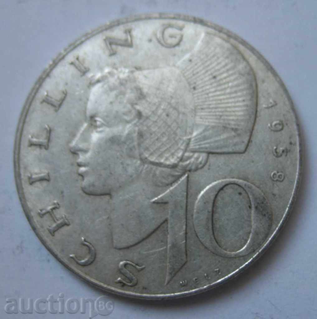 10 Shilling Silver Austria 1958 - Silver Coin #6