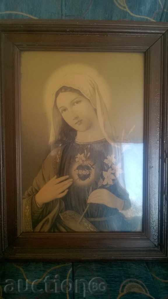 Auction OLD ICON - VIRGIN MARY - LITHOGRAPHY Auction OLD ICON - VIRGIN MARY - LITHOGRAPHY