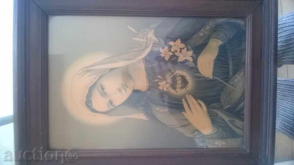 OLD ICON - VIRGIN MARY - LITHOGRAPHY - 5 OLD ICON - VIRGIN MARY - LITHOGRAPHY - 5