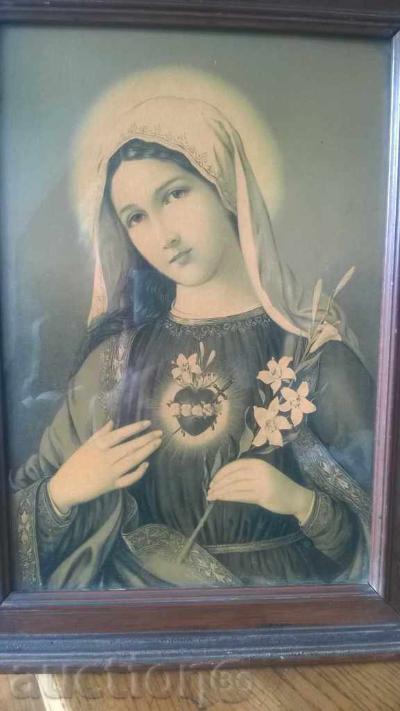 OLD ICON - VIRGIN MARY - LITHOGRAPHY - 7 OLD ICON - VIRGIN MARY - LITHOGRAPHY - 7