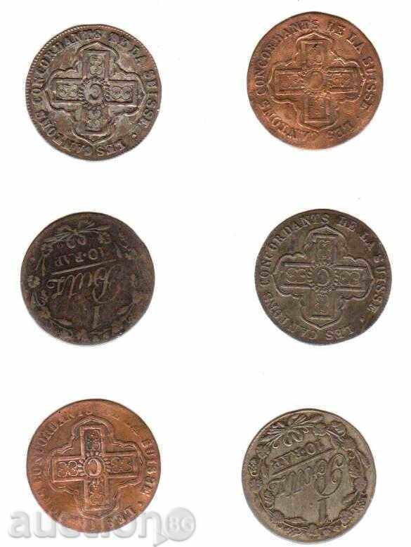 ЛОТ 6 монети Швейцарски батц